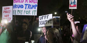 Demonstrators protest against US President Donald Trump next to the American consulate in Jerusalem last week.