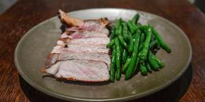 Go-to dish:Western Plains pork chop with crunchy green beans.