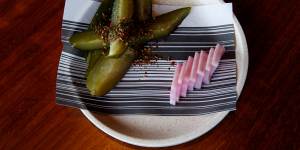 Pickles and daikon at Redoko Restaurant.