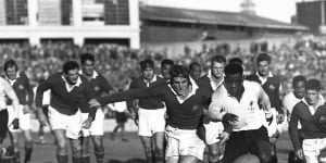 Action from the second Test between Australia and Fiji at the SCG on June 26,1954.