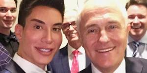 "Human Ken Doll"and social media personality Justin Jedlica with former prime minister Malcolm Turnbull. 