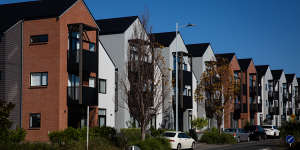Townhouses in Auckland,New Zealand,where “missing middle” reforms have been enacted to drive up housing supply.