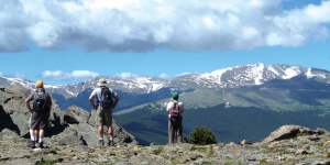 Peak peek:Hikers atop one of Colorado's many mountains.
