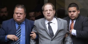 Weinstein leaves court following a bail hearing last Friday.