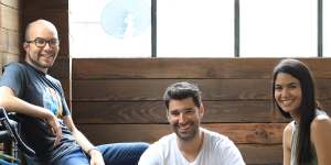 Canva co-founders Cameron Adams,Cliff Obrecht and Melanie Perkins have seen their business hit a $55 billion valuation.