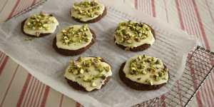 Share the love:Malted milk cookies with pistachios.