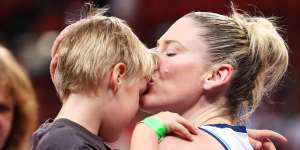 Family ties:Lauren Jackson will have her two boys,including Lenny,by her side through the Olympic build-up and in Paris.