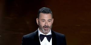 Jimmy Kimmel speaks on stage during the 96th Academy Awards.