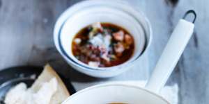 Serving suggestion:Chunky chicken and celeriac soup with garlicky grilled sourdough on the side.