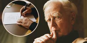 The book of John le Carre’s letters builds up a picture of a master spirit. Inset:le Carre writing at his desk in 2019.