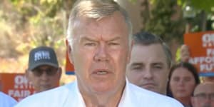 David Farley,One Nation’s candidate for Farrer,at a press conference on Saturday morning.