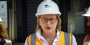 Victorian Premier Jacinta Allan at a press conference on Sunday after big swings away from Labor at the Werribee byelection.