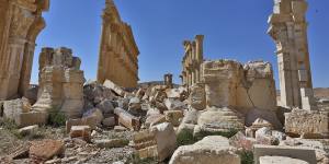 Damage in the ancient city of Palmyra,Syria,after Islamic State fighters were driven out in 2016.