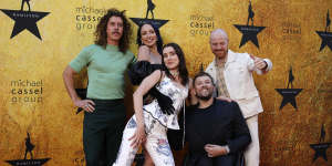 Adam Hyde,Chantelle Otten,Dylan Alcott and others at the Melbourne premiere Hamilton at Her Majesty’s Theatre on Thursday evening.