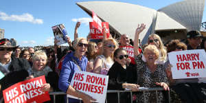 Crowds wait for Prince Harry.