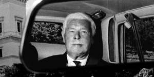 Sir Rohan Delacombe being driven to the front of Government House in Melbourne on his last day in office in 1974.