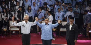 Indonesia’s presidential candidates,(from left) Ganjar Pranowo,Prabowo Subianto and Anies Baswedan.