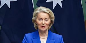 Ursula von der Leyen speaking in the House of Representatives.