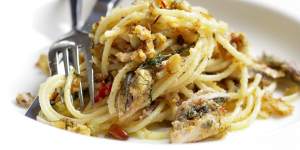 Bucatini with sardines and fennel.