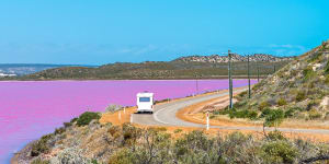 Hire before you buy,to see what will suit you. Pictured:WA’s bubblegum-hued Hutt Lagoon.