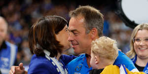 Roos president Sonja Hood with Clarkson at the footy this year.