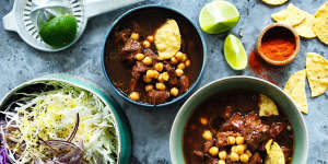 Mexican style pork and chickpea soup 