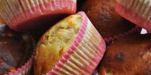 Apple rhubarb and custard muffins.