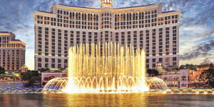 The Bellagio Hotel's fountains burst into a choreographed show every day.