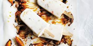 Cold comfort:Roasted peaches and cream popsicles.