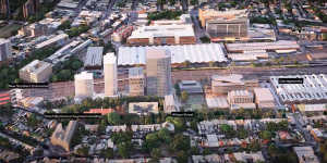 The government’s draft plans include several towers,and a commercial development on top of the heritage Paint Shop building next to Carriageworks.