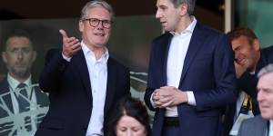 Football fan:Starmer (left) in the stands before the UEFA Nations League match between Ireland and England in Dublin this month.