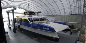 The double-decker CityCat,constructed at a cost of $3.7 million,hit the water in October.