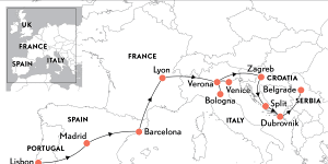 This Europe trip by rail passes through eight countries.