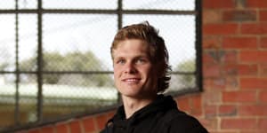 Ben Hobbs at the AFL Draft training day at Trevor Barker Oval.