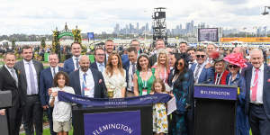 Soulcombe’s connections,which include Jack Riewoldt,Liam Baker,Nathan Broad and Jack Graham,at Flemington. 