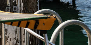 The Freshwater ferry at Balmain shipyard on Monday.