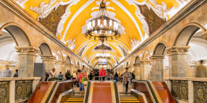 Komsomolskaya subway station in Moscow.