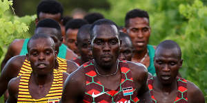 Reynold Kipkorir Cheruiyot of Team Kenya competes in the Men’s U20s race during the 2023 World Cross Country Championships.