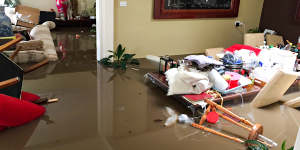 Paul Lau and Jackie Wong’s Maribyrnong home during the October 2022 floods.