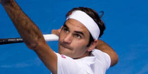 Roger Federer serving at last year’s Australian Open. The Swiss great has been coming to Melbourne for two decades.