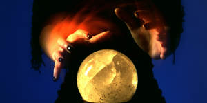 Photosales website. THE AGE Crystal Hands over a crystal ball,taken June 13,1996. S Picture by Rob Banks