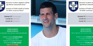 One of Novak’s Djokovic’s PCR test results showing a negative on government website pcr.euprava.gov.rs. One hour later,the link showed a positive result.