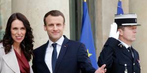 NZ Prime Minister Jacinda Ardern with French President Emmanuel Macron.