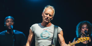 Sting performs on stage at Rod Laver Arena in Melbourne on February 23,2023.