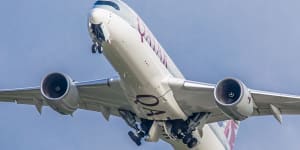 One of Qatar Airways’ Airbus A350s takes off from Zurich Airport.