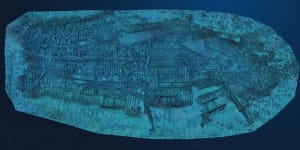 A map of the shipwreck uncovered by the Hydrus underwater drone in the Rottnest ship graveyard.