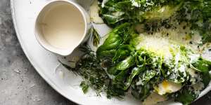 Cos lettuce with parmesan dressing.