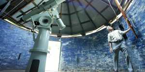 John Tebbutt in his great grandfather's observatory at Windsor,New South Wales on April 14,2004.
