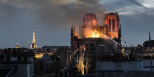 The April 2019 fire spread through the cathedral,collapsing its spire.