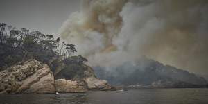 Smoke at Eden,on NSW's South Coast,on Thursday. 